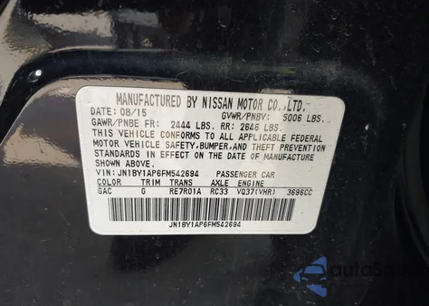 2015 Infiniti Q70 3.7 z USA, uszkodzony, nr VIN JN1BY1AP6FM542694